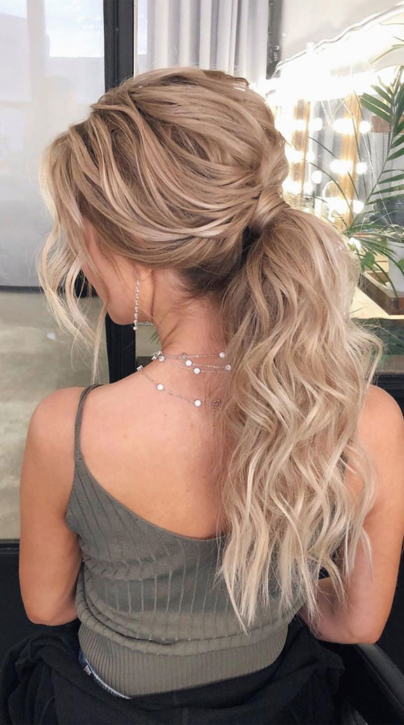 Low Ponytail With Textured Waves Low Ponytail With Textured Waves — Prom Ponytail Hairstyles 2027