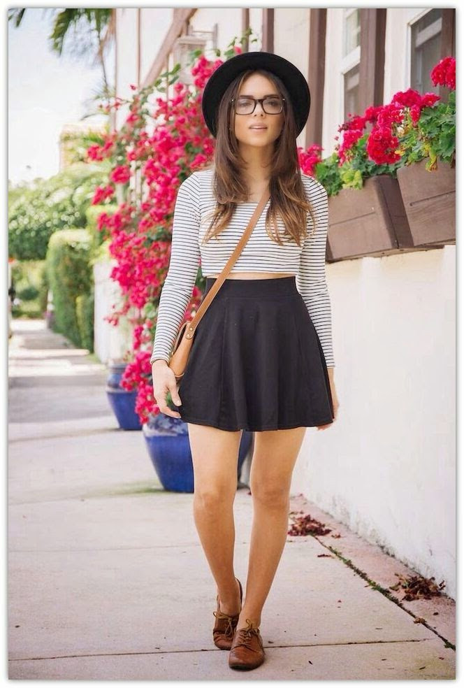 Striped Crop Top and A-Line Skirt: Casual Daytime Chic with Accessories Striped Crop Top and A-Line Skirt: Casual Daytime Chic with Accessories — Teen Outfits 2027