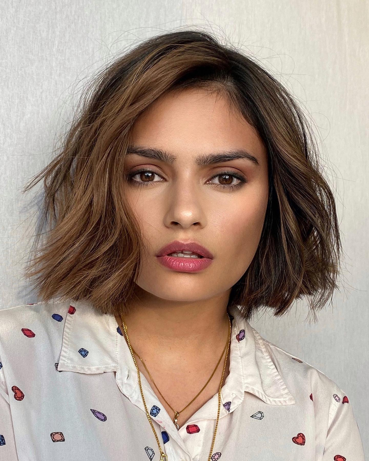 Medium Brown Bob with Textured Ends Medium Brown Bob with Textured Ends — Chin Length Bob 2027