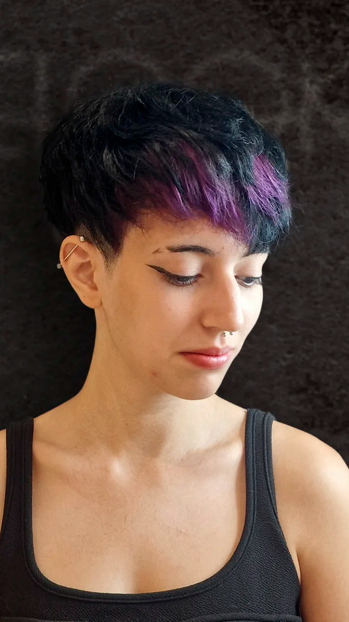Black With Purple Highlights Visual Idea — Work Pixie 2027
