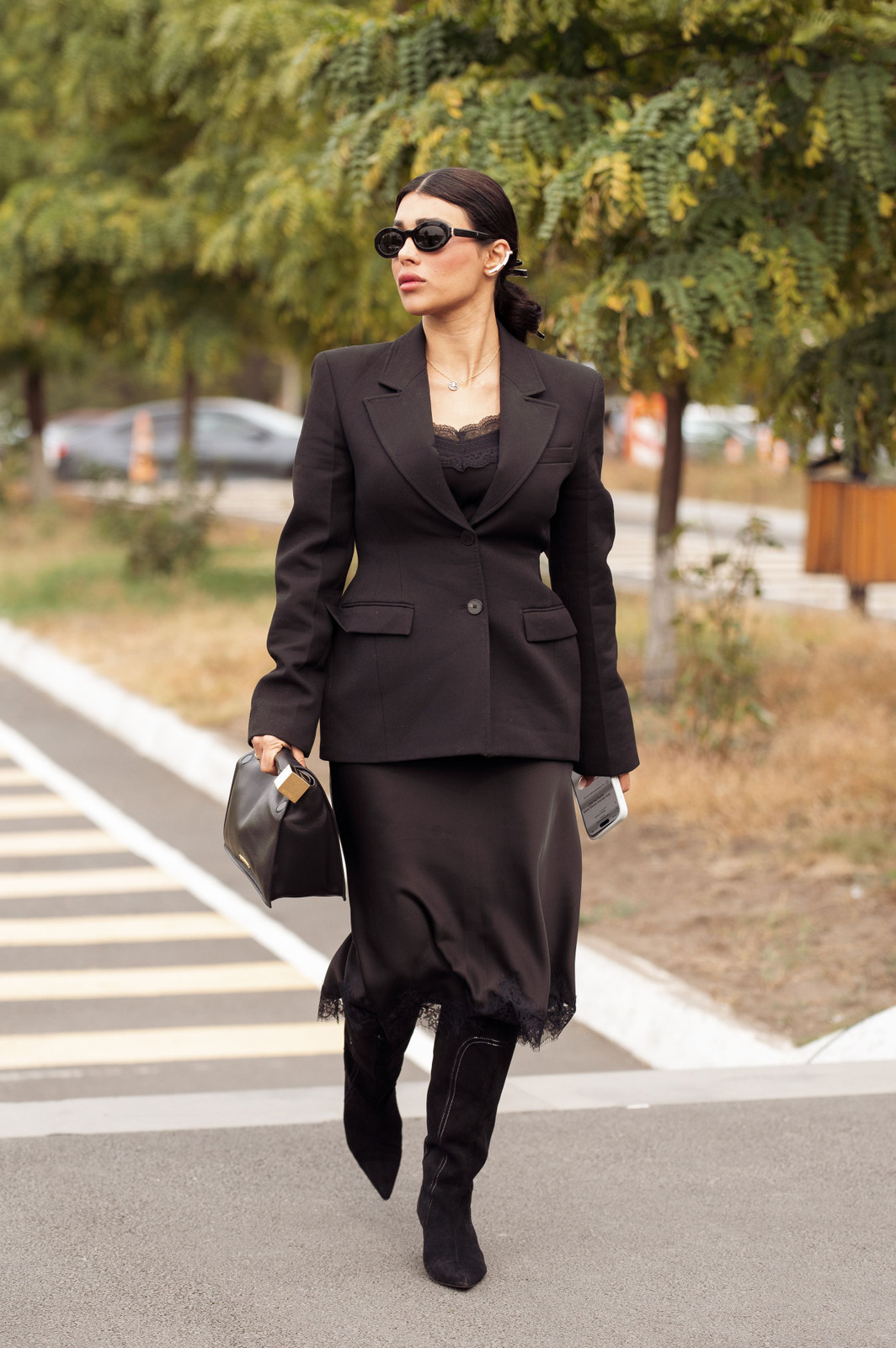 Black Suede Knee-High Boots Outfit Idea Black Suede Knee-High Boots Outfit Idea — Slip Skirts 2027