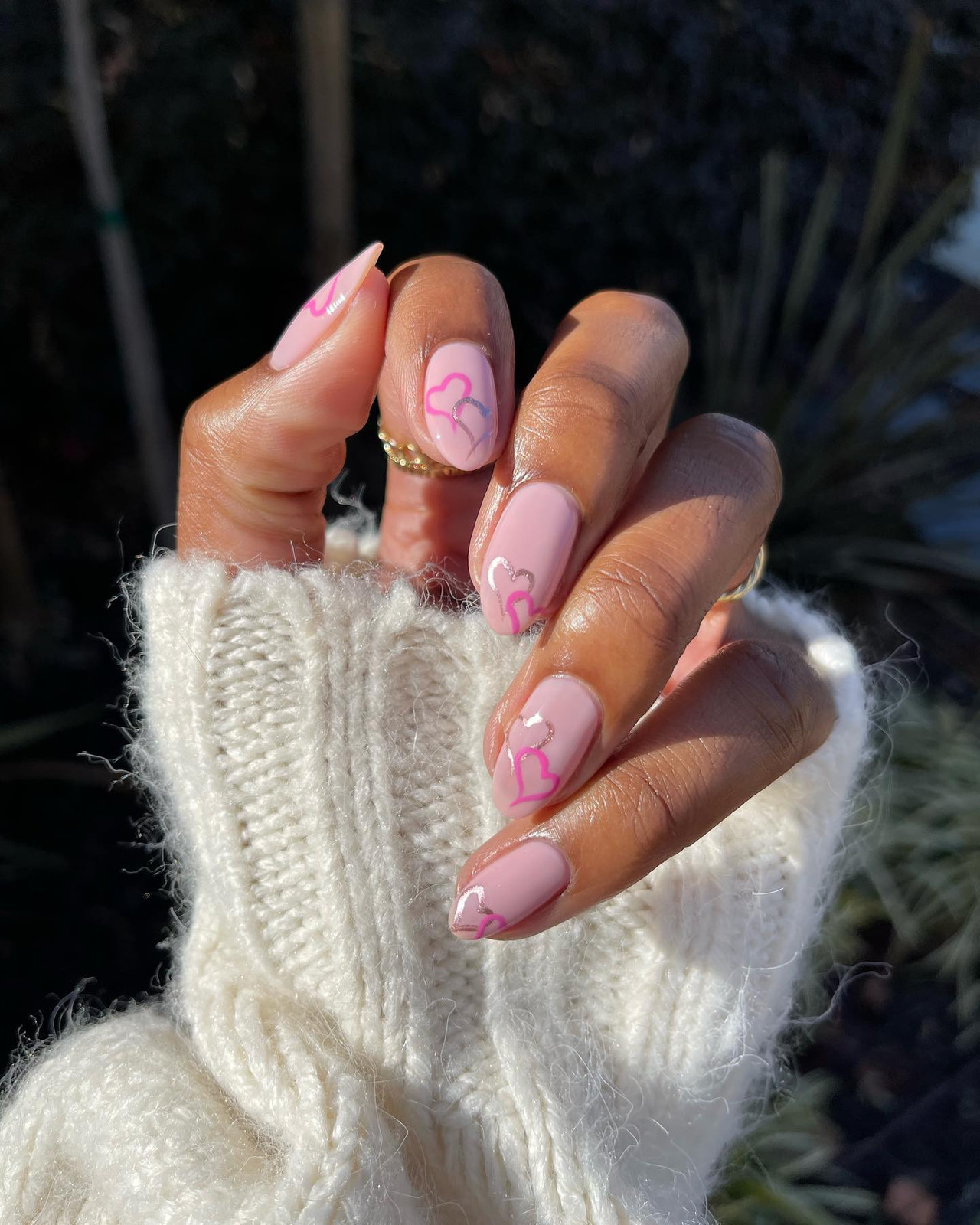 Glossy Opaque With Metallic Line Art Visual Idea — Baby Pink Nails 2027