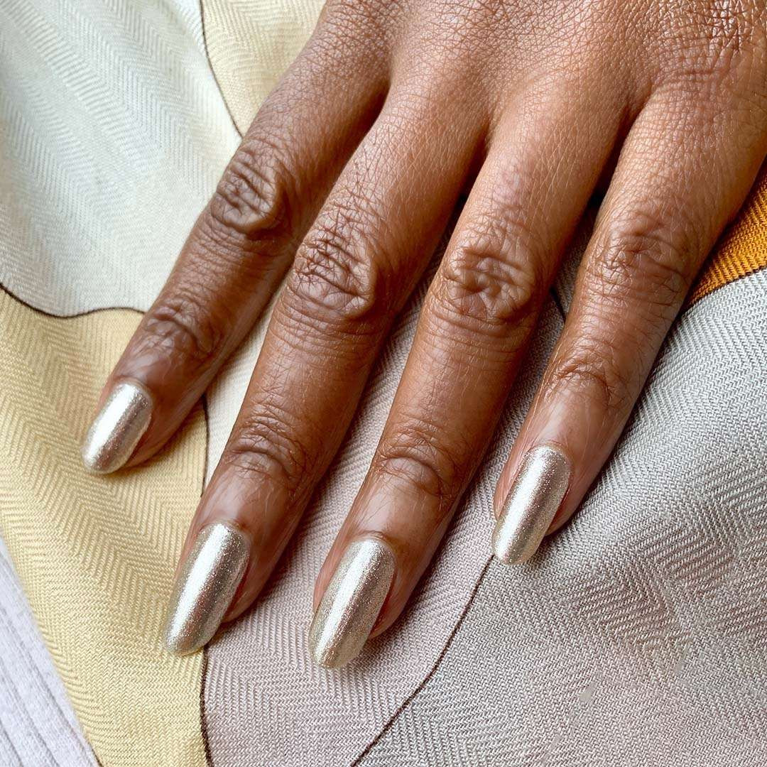 Metallic Champagne Stiletto Nails — Nails 2027 for Brown Skin