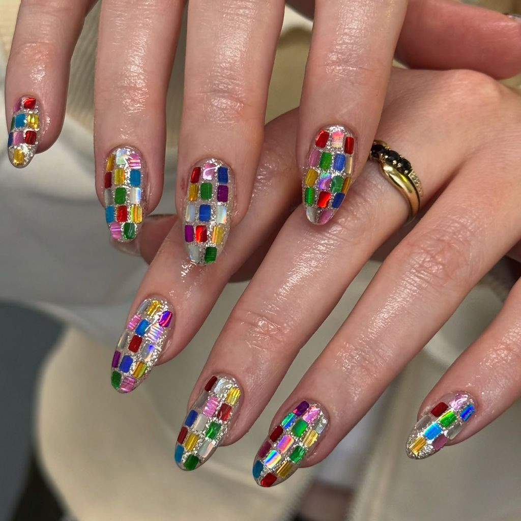 Mosaic Rhinestone Glitter Explosion — Birthday Nails 2027