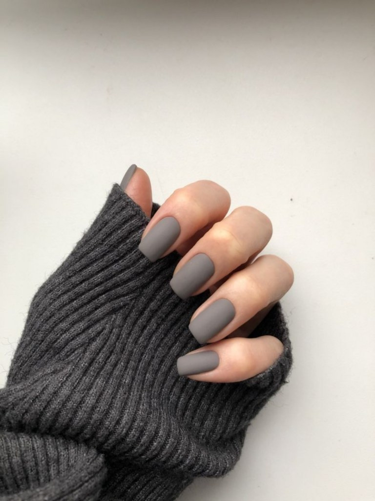 Matte Medium Gray Short Square Nails Matte Medium Gray Short Square Nails — Winter Gray Nails 2027