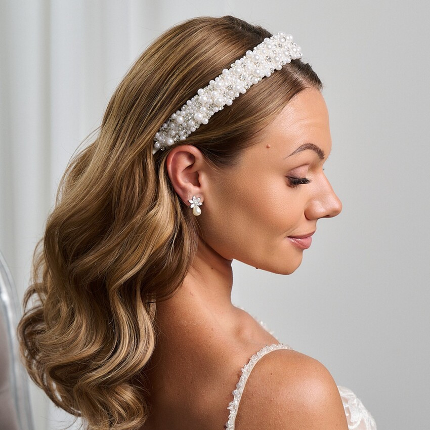 Voluminous Curls With Wide Pearl Headband Voluminous Curls With Wide Pearl Headband — Pearl Headband Hairstyles 2027