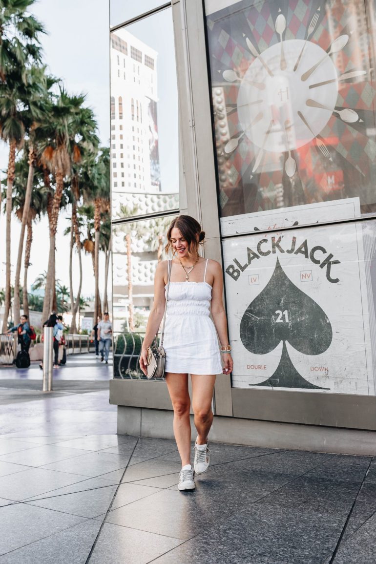 Casual White Linen Mini Dress for Daytime Vegas Exploration — Las Vegas Outfits 2027