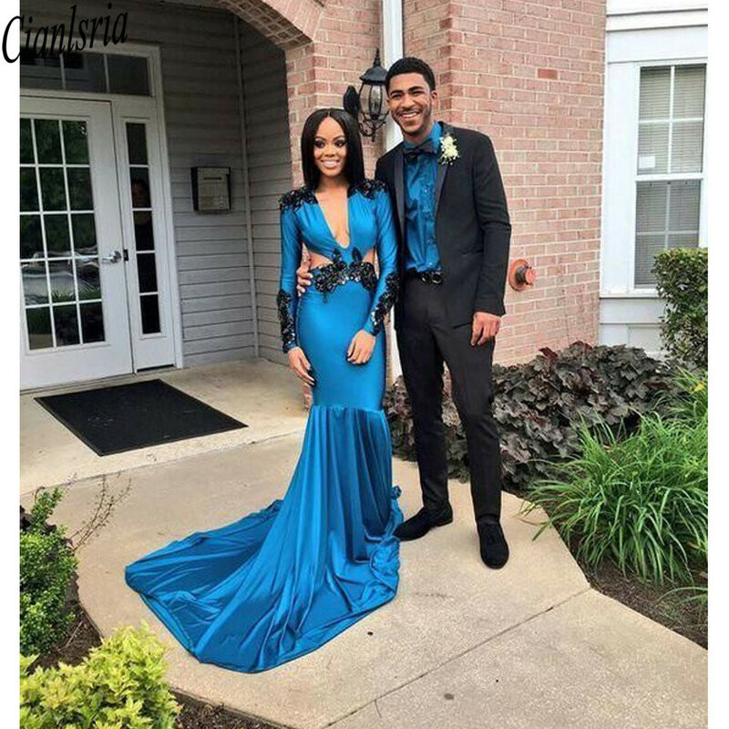 Vibrant Blue Mermaid Gown with Lace Accents for Prom Vibrant Blue Mermaid Gown with Lace Accents for Prom — Prom Couple Outfits 2027