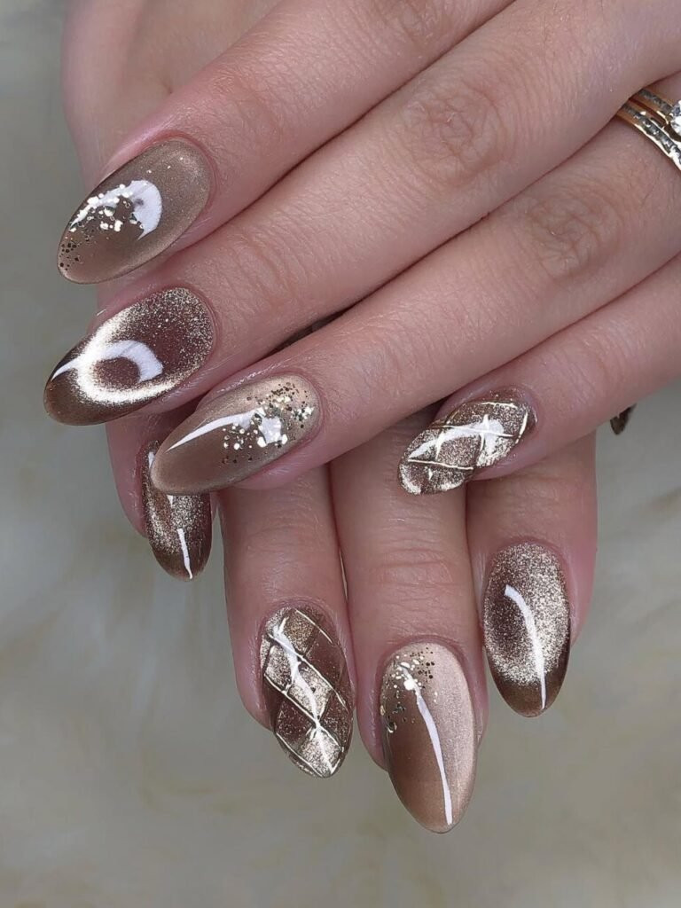 Mocha Gold Geometric Cat-Eye Mix Mocha Gold Geometric Cat-Eye Mix — Mocha Nails 2027