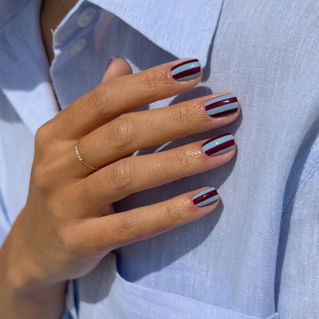 Horizontal Stripes Visual Idea Horizontal Stripes Visual Idea — Short Square Nails 2027