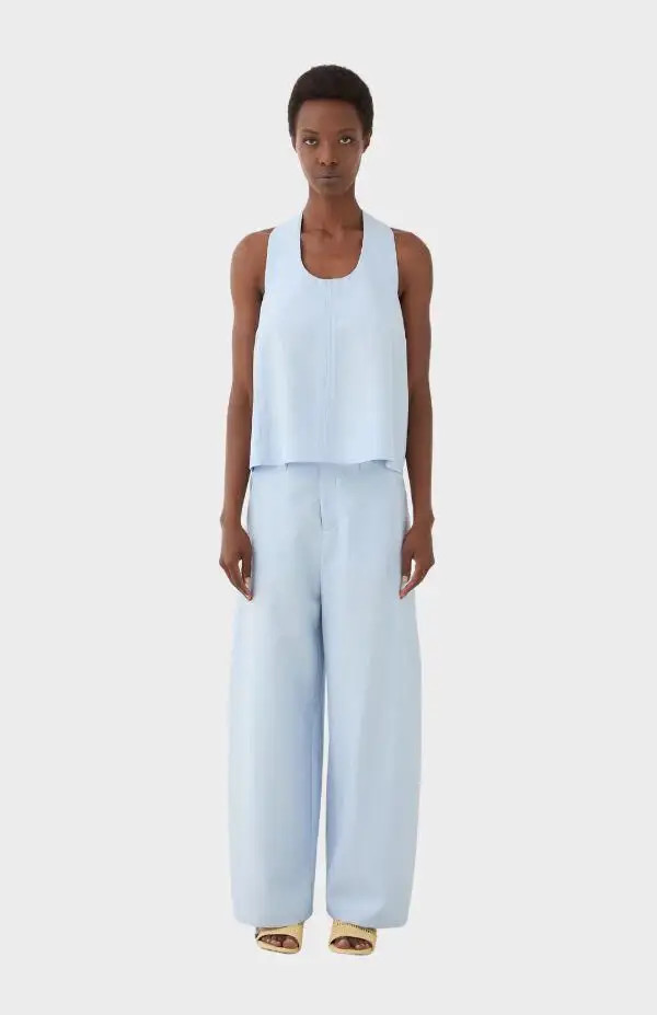 Sky Blue Crop Top and Wide-Leg Trousers for Casual Sky Blue Crop Top and Wide-Leg Trousers for Casual — Sky Blue Outfits 2027