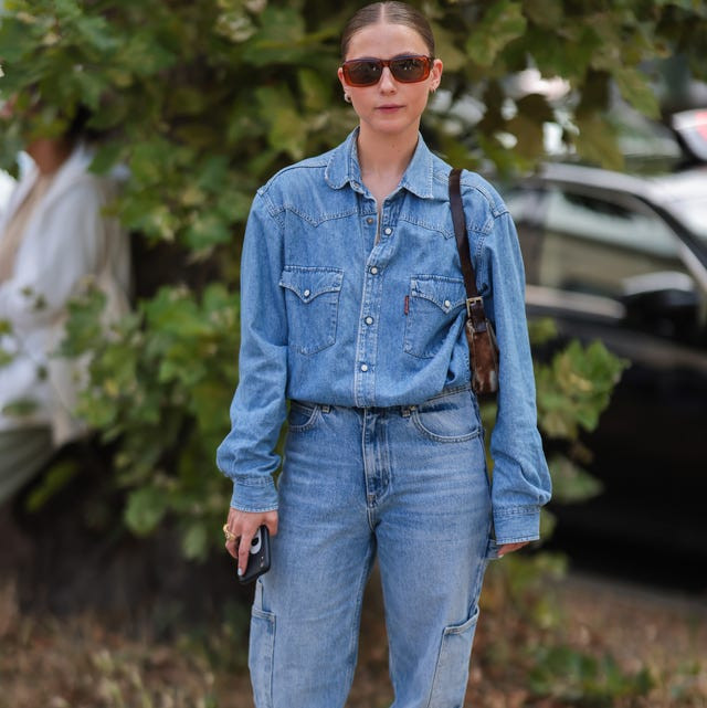 Denim Shirt Layered Over Stripes with Cable Knit Vest Denim Shirt Layered Over Stripes with Cable Knit Vest — Denim Shirt Outfits 2027