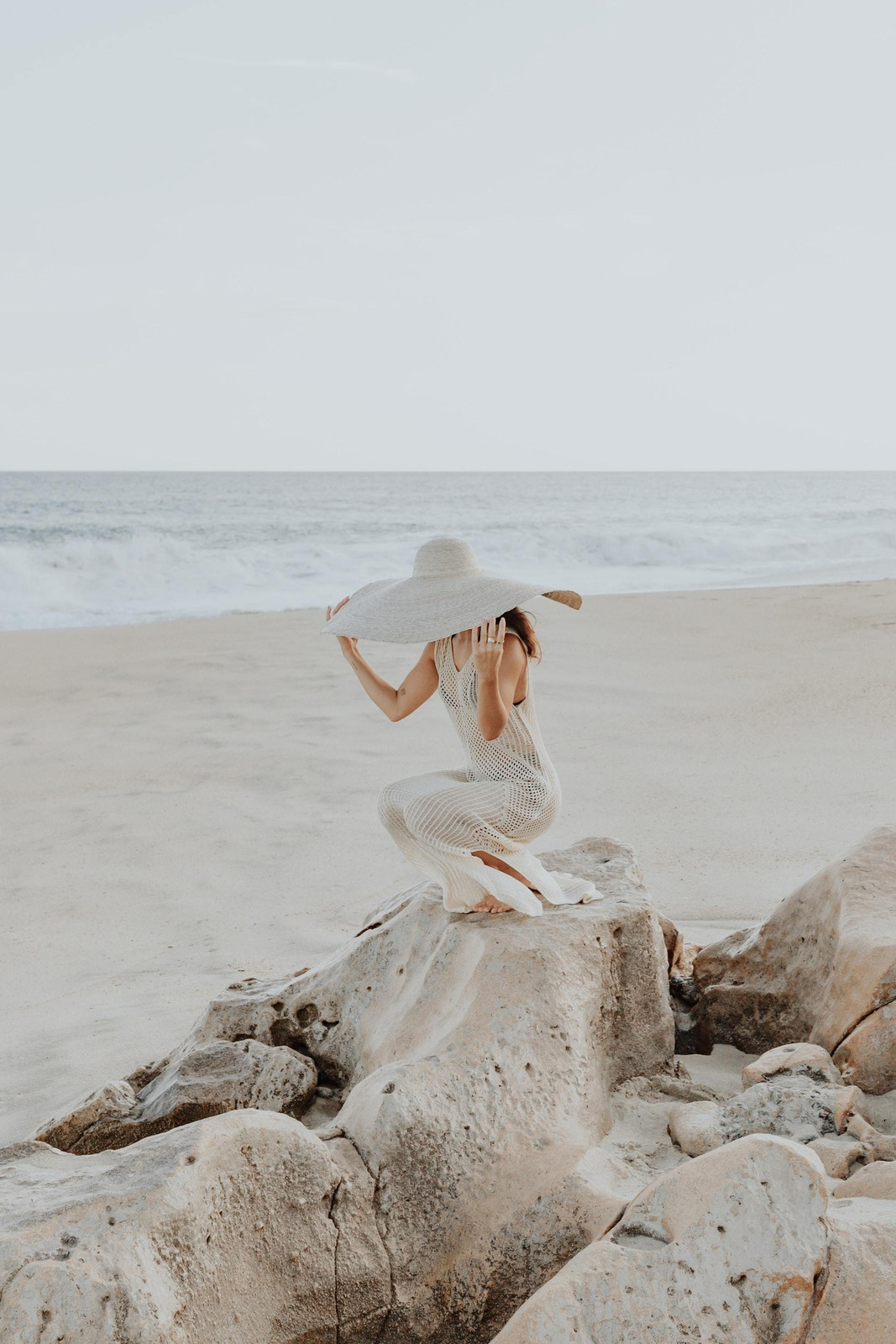 White Crochet Maxi Dress with Oversized Hat White Crochet Maxi Dress with Oversized Hat — Beach Dresses 2027