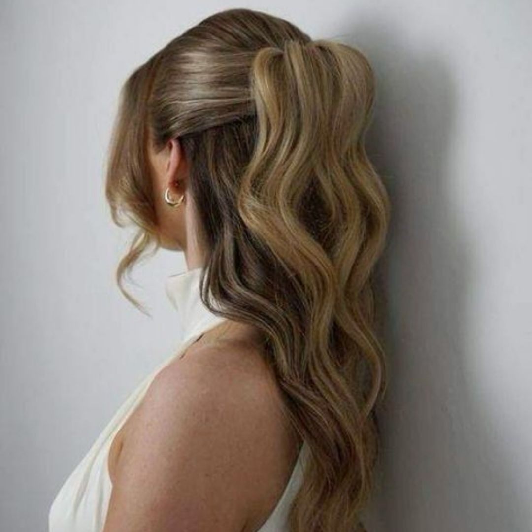 Dark Blonde High Ponytail with Waves Dark Blonde High Ponytail with Waves — Junior Prom Hairstyles 2027