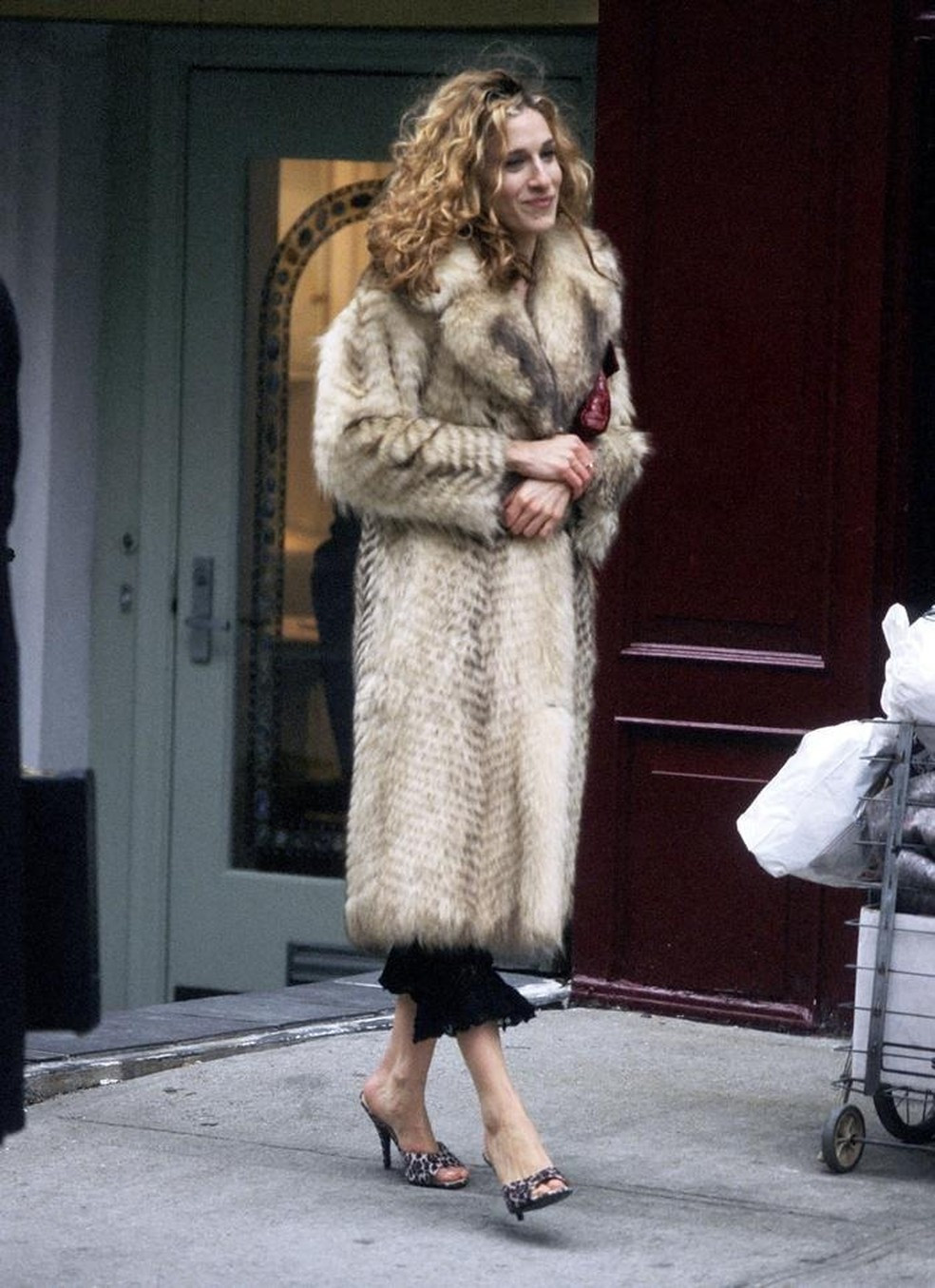 Bold Pattern Play: Patterned Fur Coat and Red Clutch Bold Pattern Play: Patterned Fur Coat and Red Clutch — Mob Wife Outfits 2027