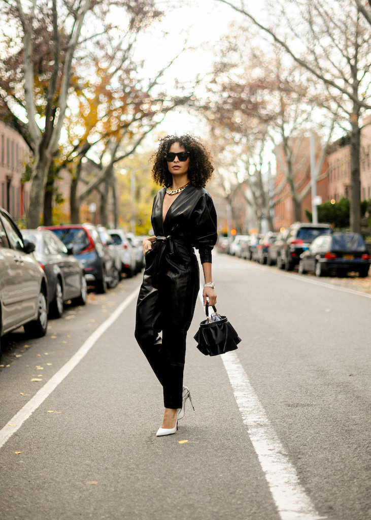 Sleek Leather Jumpsuit with Gold Accents Sleek Leather Jumpsuit with Gold Accents — New Years Eve Outfits 2027