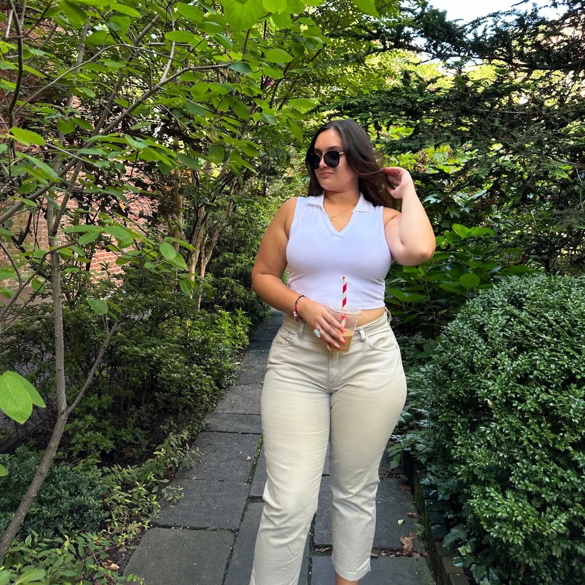 White Tank Top with Beige Wide-Leg Trousers and Sneakers White Tank Top with Beige Wide-Leg Trousers and Sneakers — Everyday Outfits 2027