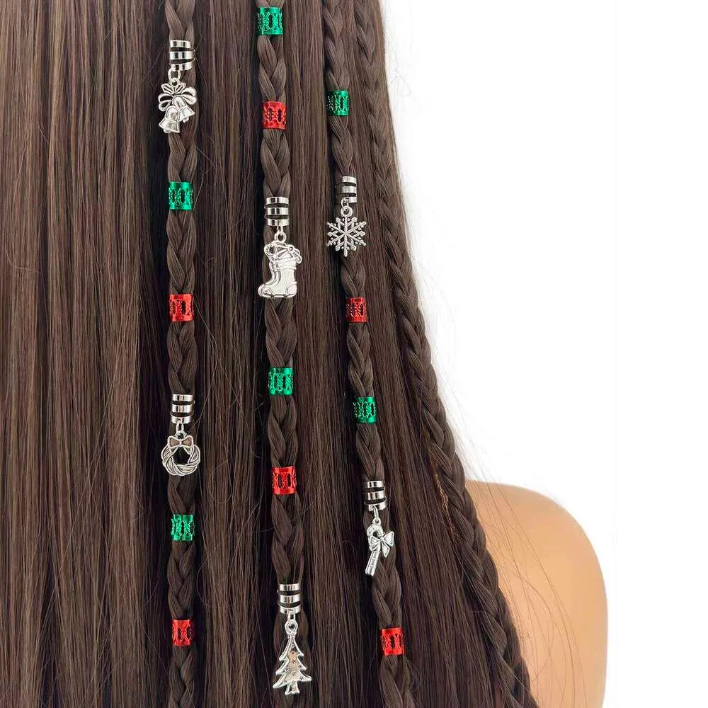 Dark Brown Braids With Christmas Charms Dark Brown Braids With Christmas Charms — Christmas Braids 2026