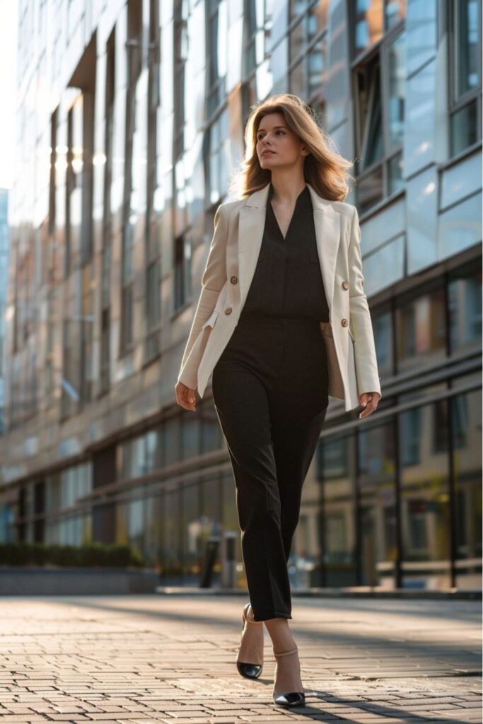 Sophisticated Simplicity: The Beige Blazer and Black Trousers Combination Sophisticated Simplicity: The Beige Blazer and Black Trousers Combination — Interview Outfits 2027