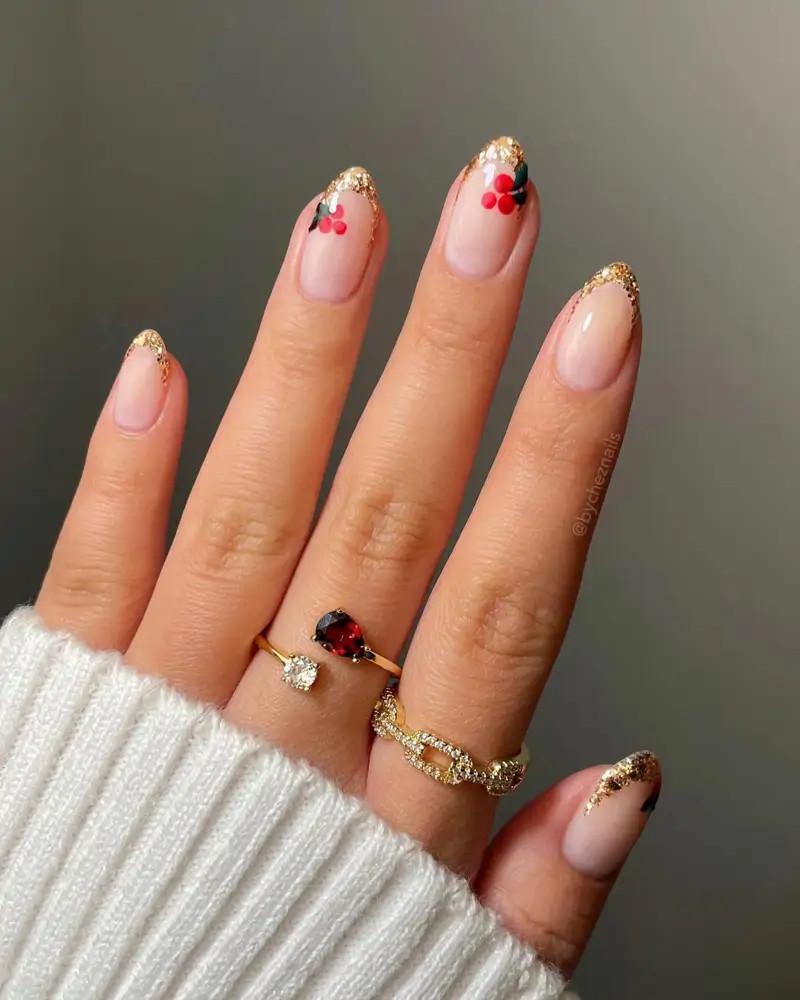 Glossy Glitter Visual Idea Glossy Glitter Visual Idea — Christmas Almond Nails 2026