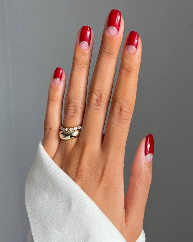 Silver Half-Moon At Cuticle Visual Idea Silver Half-Moon At Cuticle Visual Idea — Nails 2027 for Red Dress