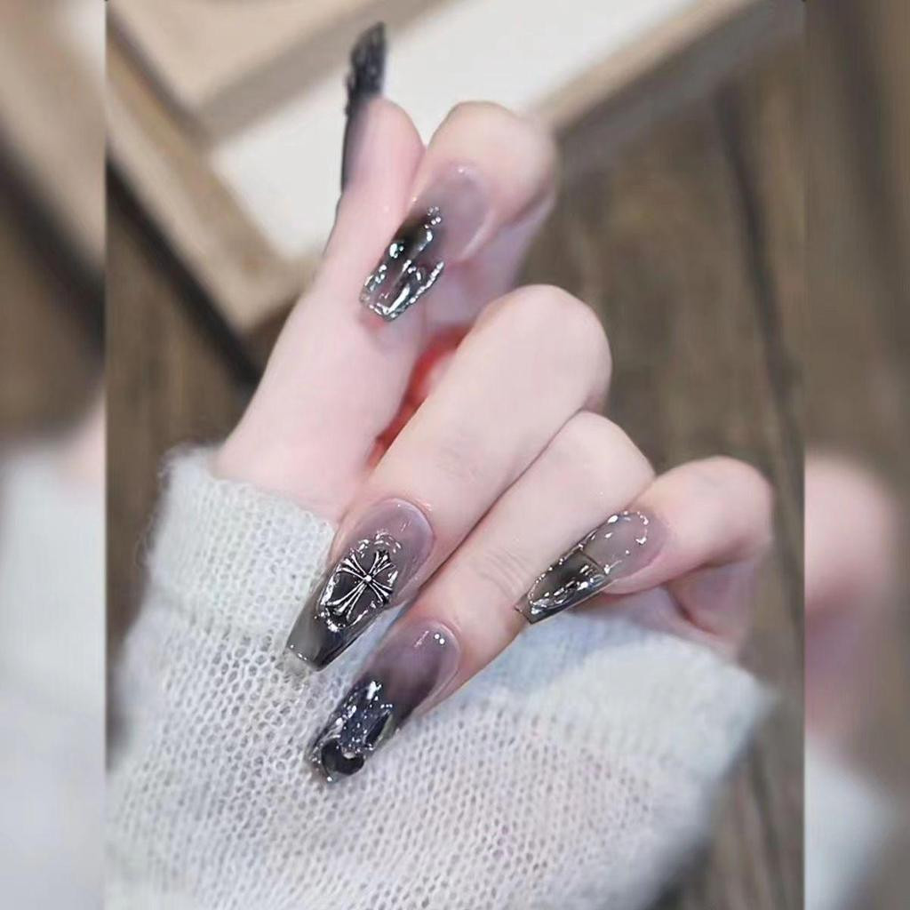 Glossy With Chrome Details Visual Idea Glossy With Chrome Details Visual Idea — Nail Extensions 2027