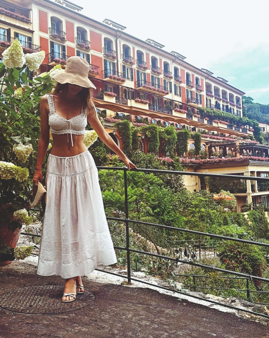 White Lace Bralette and A-line Skirt for Resort Wear Italy Outfits 2027