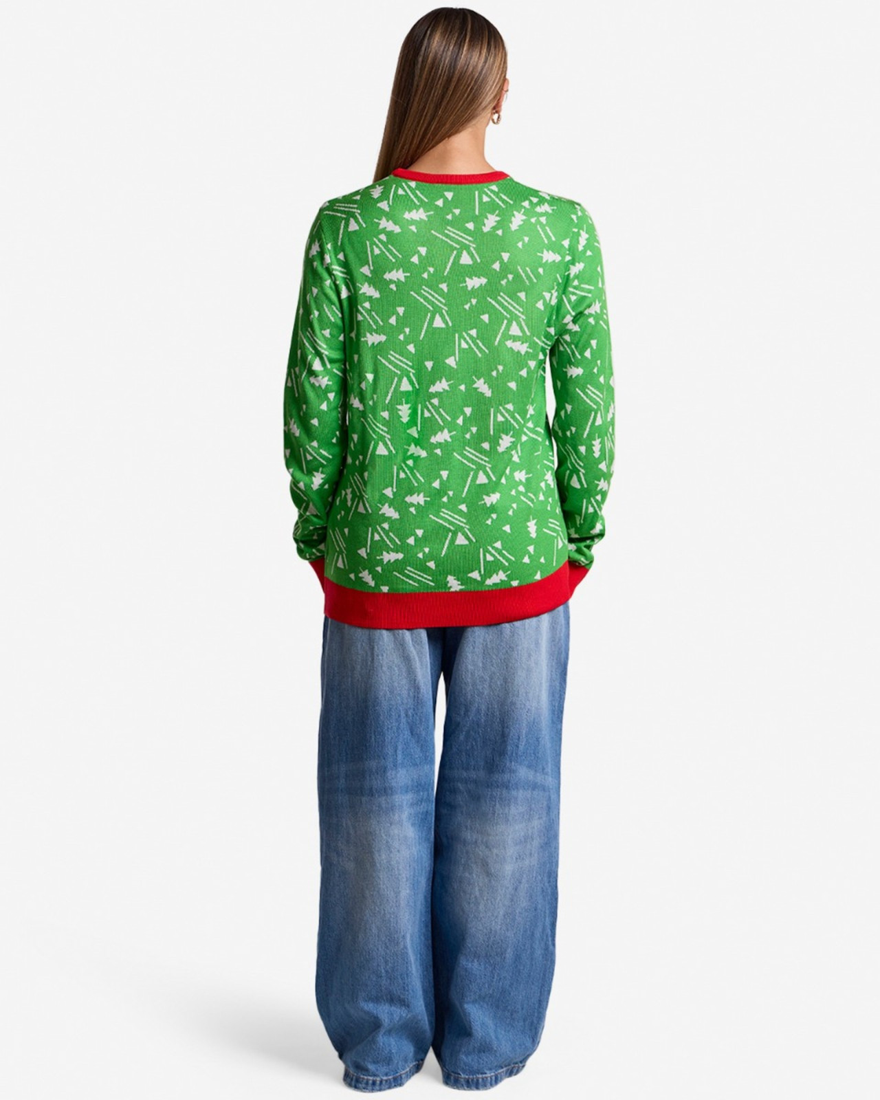 Casual Green Christmas Tree Sweater with Denim Casual Green Christmas Tree Sweater with Denim — Matching Christmas Outfits 2026