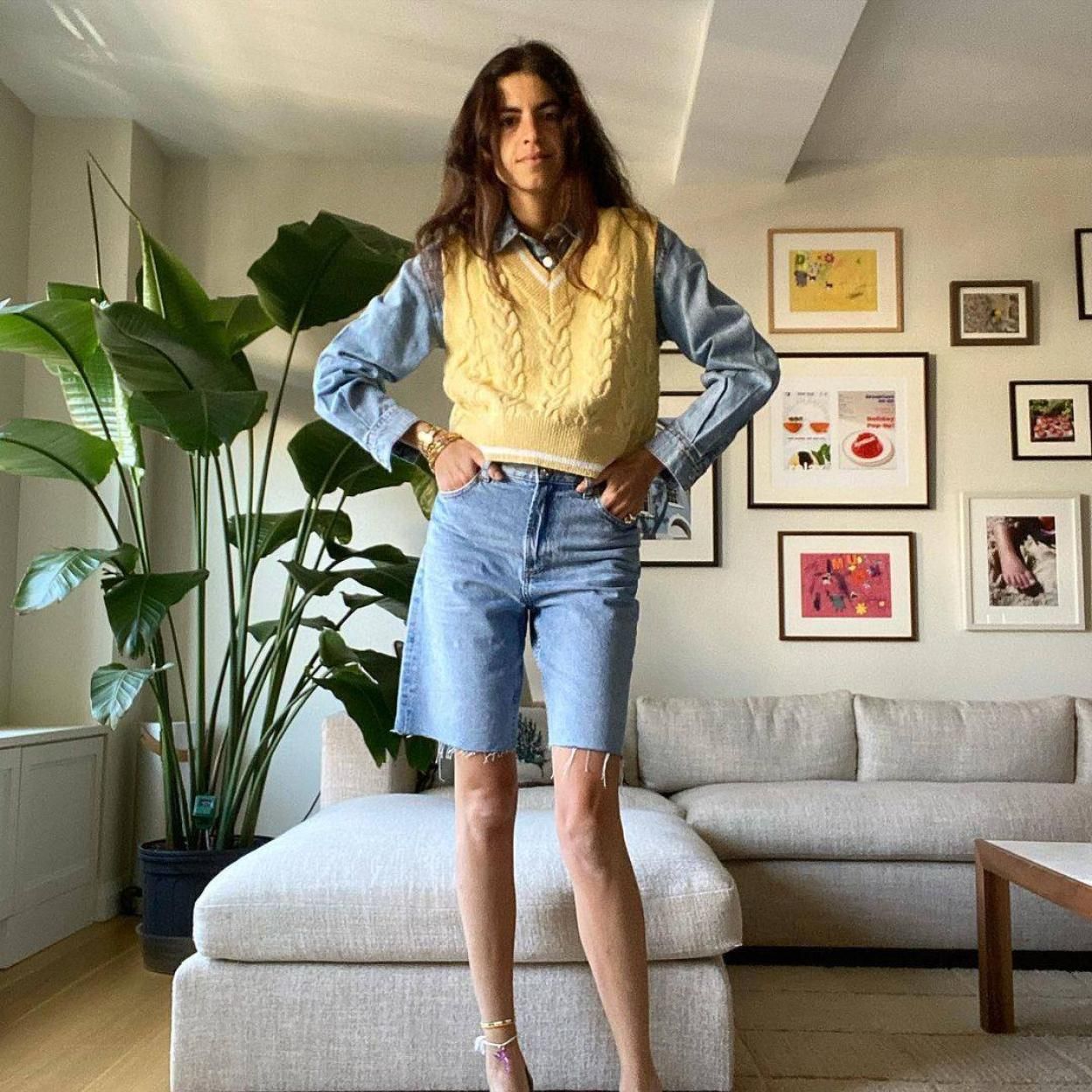 Yellow Cable Knit Vest Over Denim Shirt Yellow Cable Knit Vest Over Denim Shirt — Vest Outfits 2027
