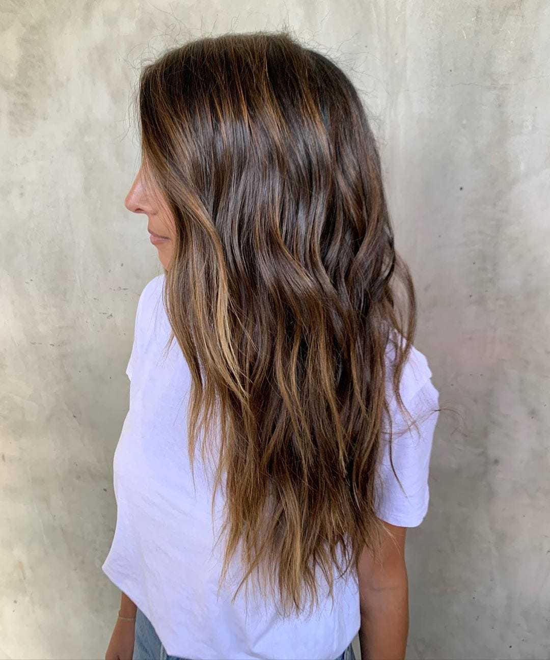 Rich Brown With Honey Balayage Dimension — Honey Brown Hair 2027