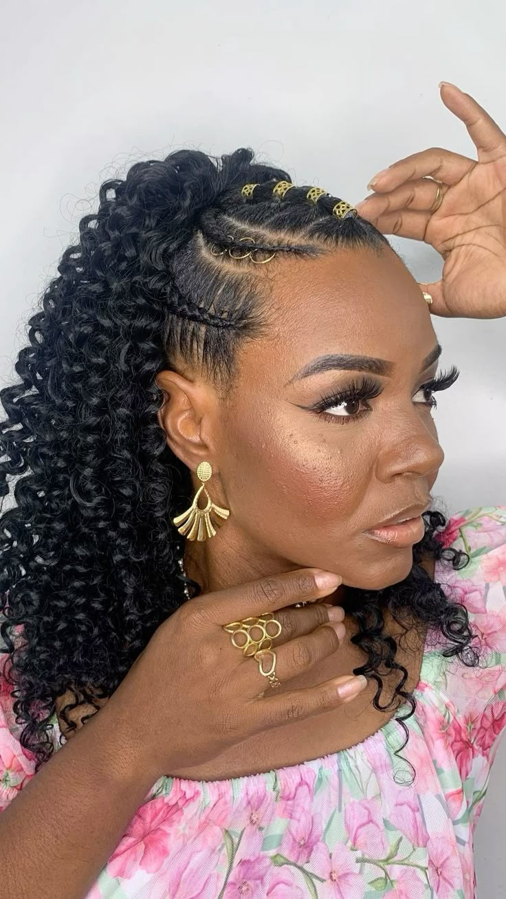 Half-Up Half-Down Braids with Curls Half-Up Half-Down Braids with Curls — Goddess Knotless Braids 2027