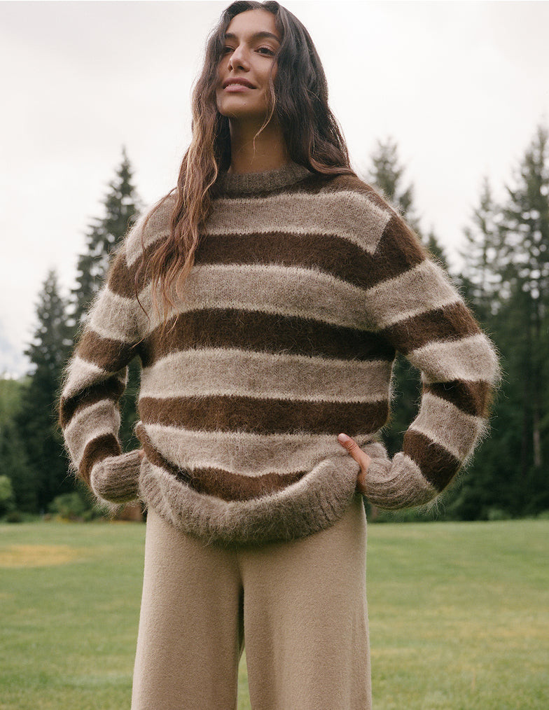 Striped Mohair Sweater with Wide-Leg Trousers for Relaxed Chic — Scottsdale Outfits 2027