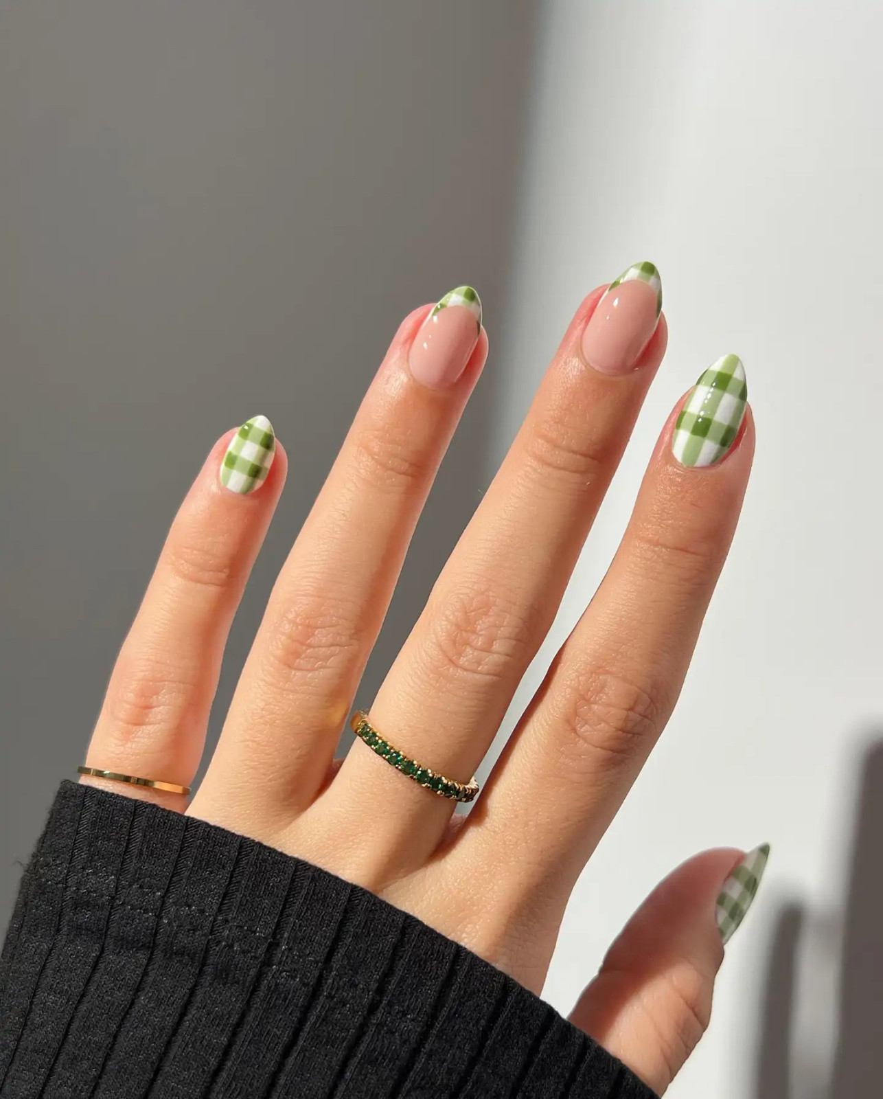 Gingham Pattern French Almond Nails Gingham Pattern French Almond Nails — Short Graduation Nails 2027