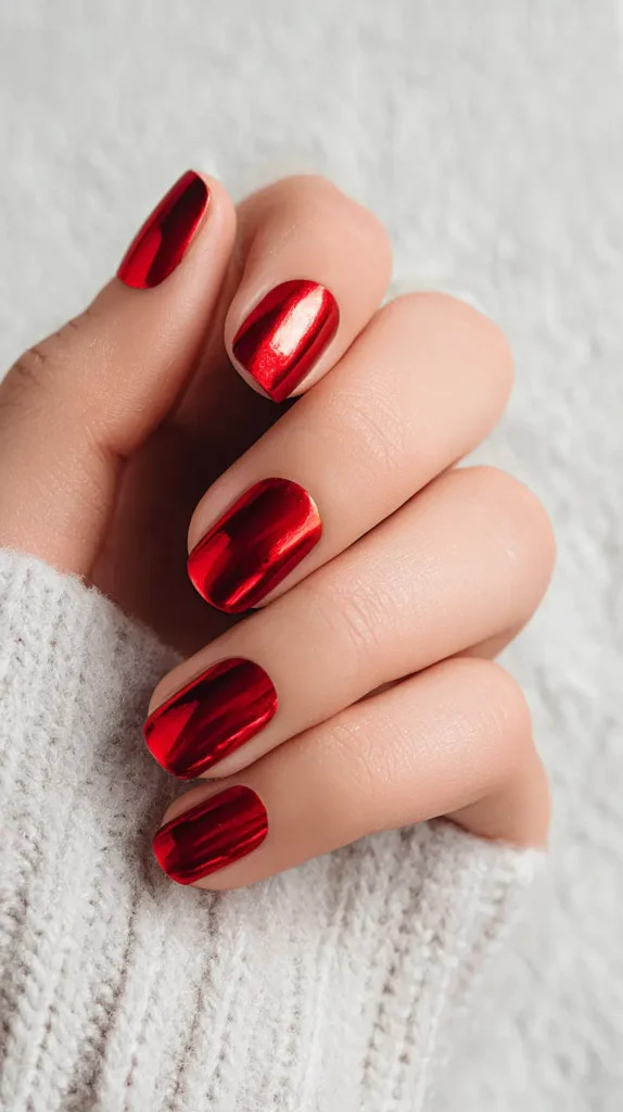 Short Oval High-Shine Red Chrome Short Oval High-Shine Red Chrome — Red Chrome Nails 2027