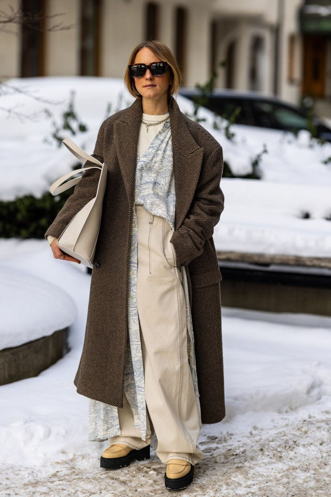 Herringbone Coat and Wide-Leg Trousers for a Stylish Winter Ensemble Herringbone Coat and Wide-Leg Trousers for a Stylish Winter Ensemble — Winter Neutral Outfits 2027