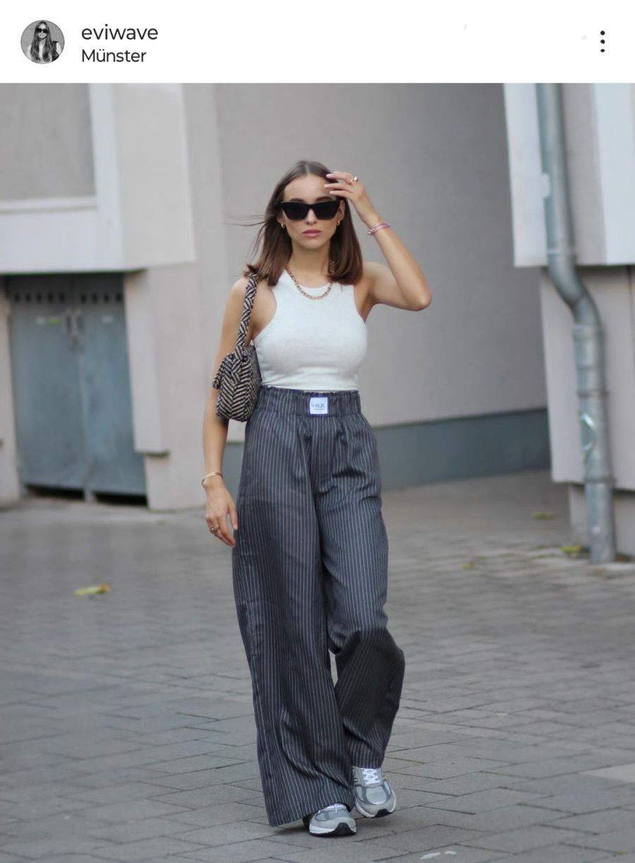 Grey Sneakers Outfit Idea Grey Sneakers Outfit Idea — Spring Trouser Outfits 2027