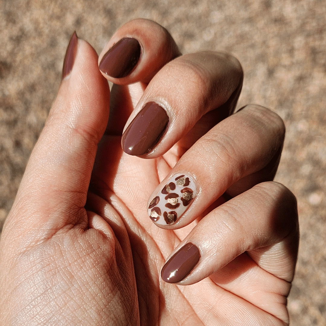 Deep Brown Base With Gold Foil Visual Idea Deep Brown Base With Gold Foil Visual Idea — Chocolate Brown Nails 2027