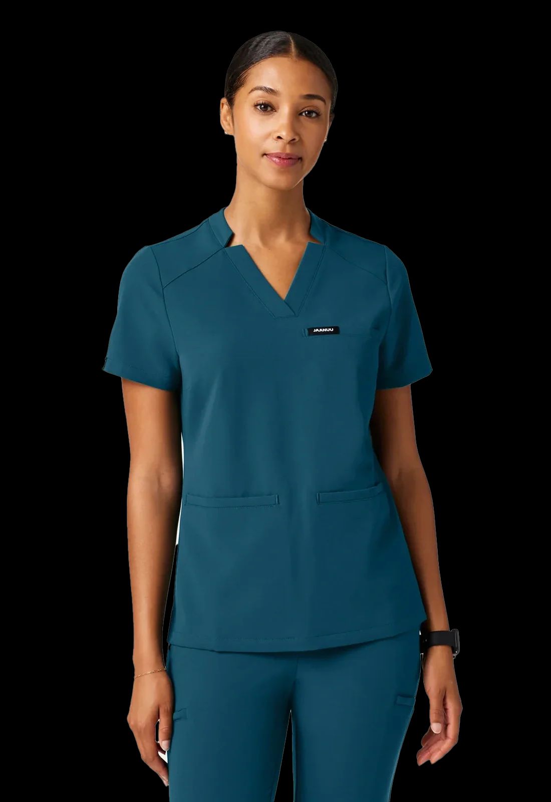 Classic Teal Scrub Set with Notched Neckline — Nurse Outfits 2027