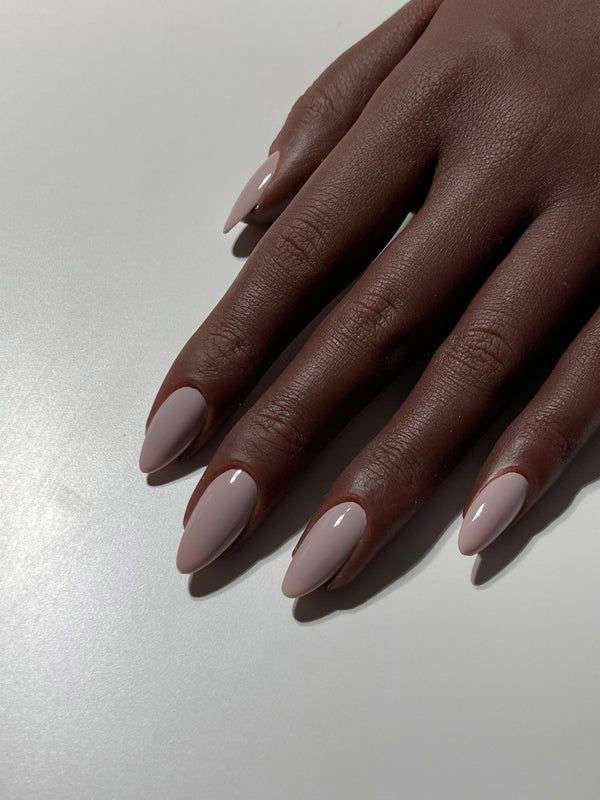 Glossy Neutral Beige-Pink Almond Nails — Nails 2027 for Brown Skin