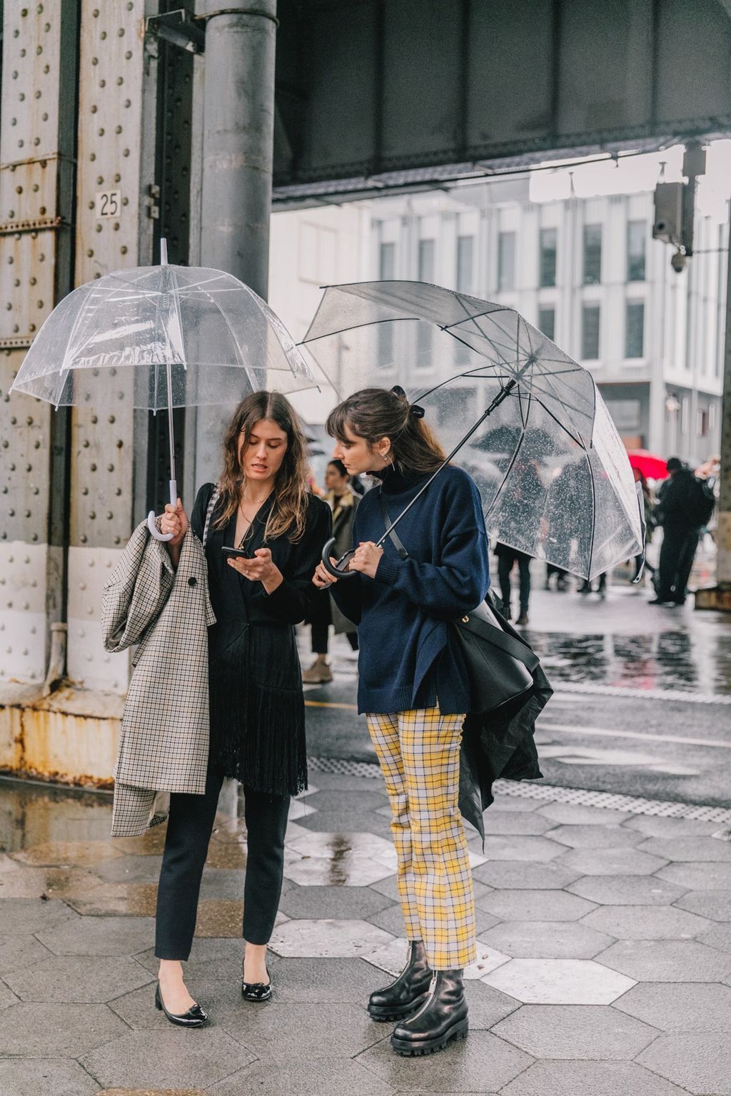 Checked Coat and Fringe Top: Textural Play for Rainy Days Checked Coat and Fringe Top: Textural Play for Rainy Days — Rainy Day Outfits 2027