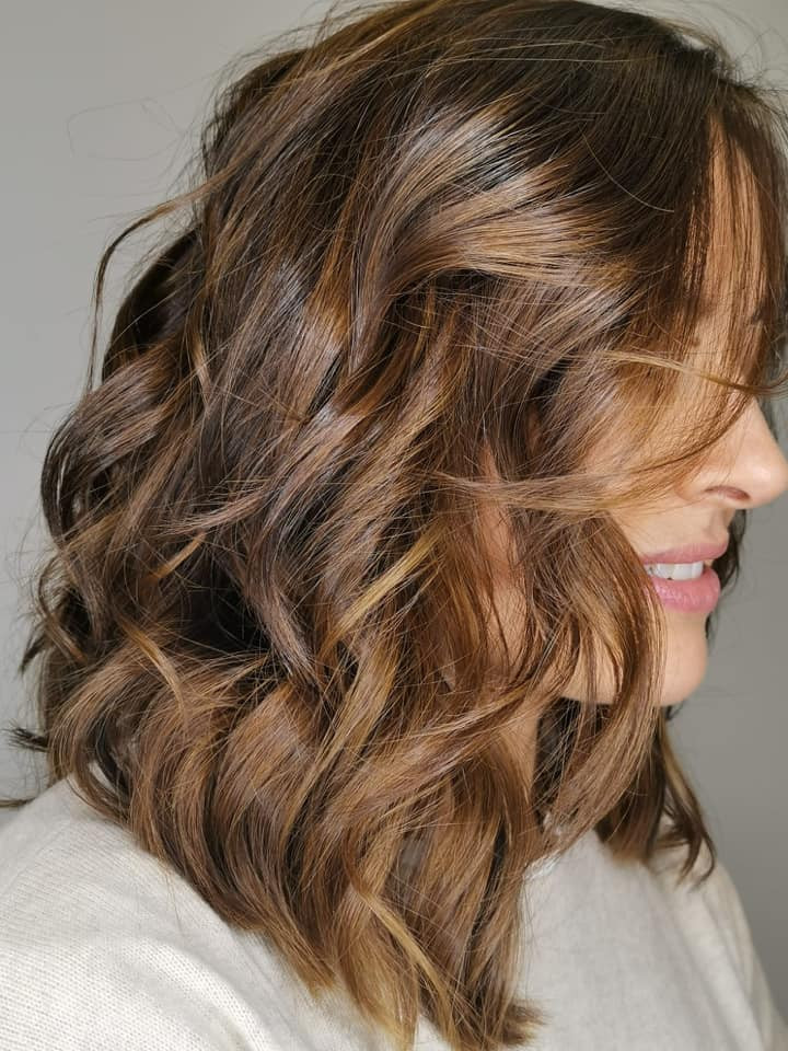 Medium Brown Lob With Honey Tones — Honey Brown Hair 2027