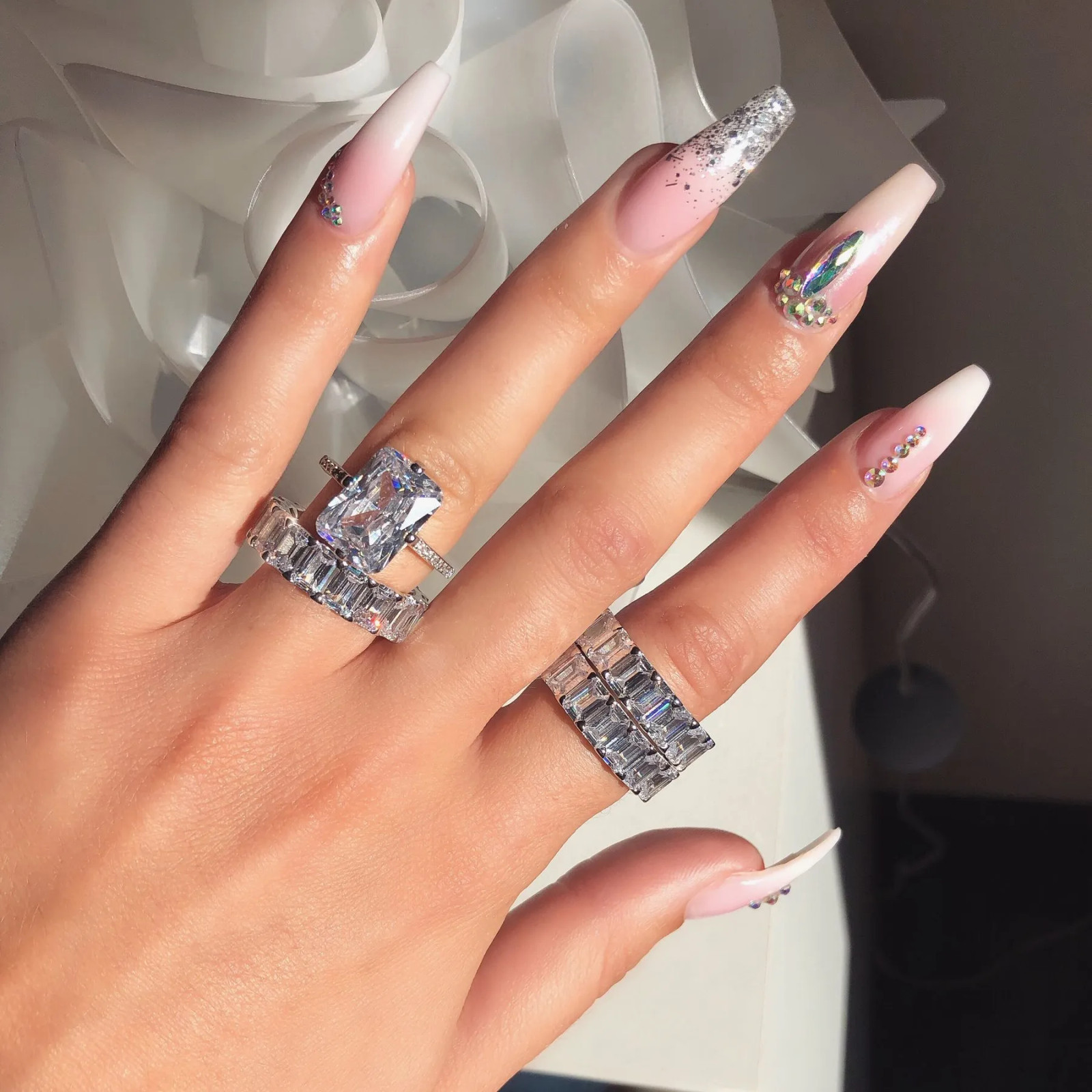 Pale Pink Ombre Glitter Stilettos Pale Pink Ombre Glitter Stilettos — Glitter Wedding Nails 2027