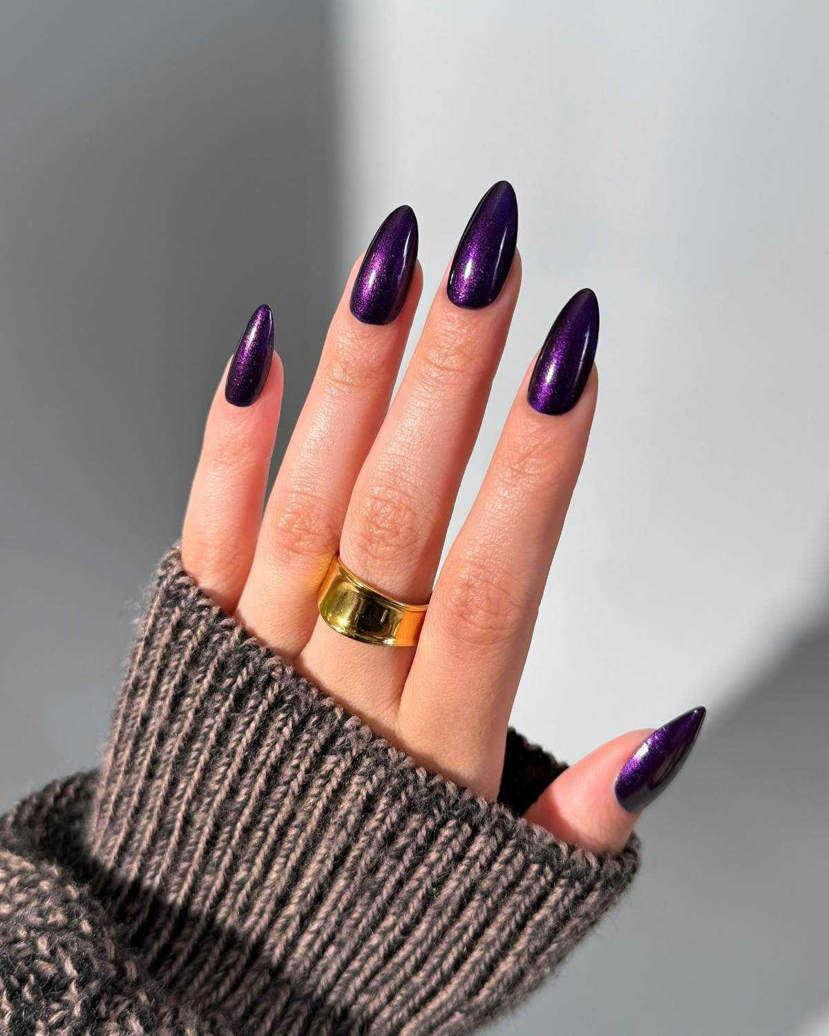 Holographic Glitter Purple Almond Nails Holographic Glitter Purple Almond Nails — Winter Glitter Nails 2027