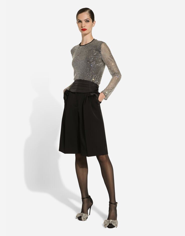 Crystal Embellished Mesh Top With Satin Midi Skirt — Mesh Top Outfits 2027