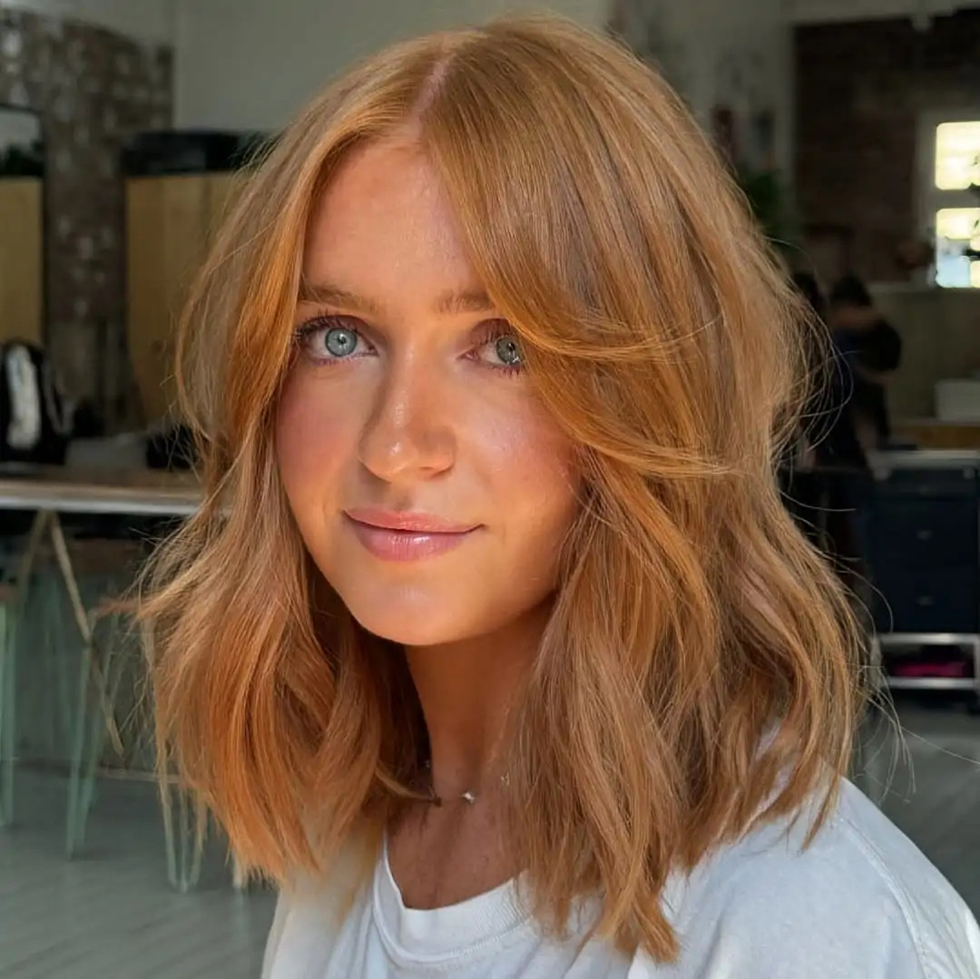 Copper Red Lob With Face-Framing Layers Copper Red Lob With Face-Framing Layers — Lob Bob 2027