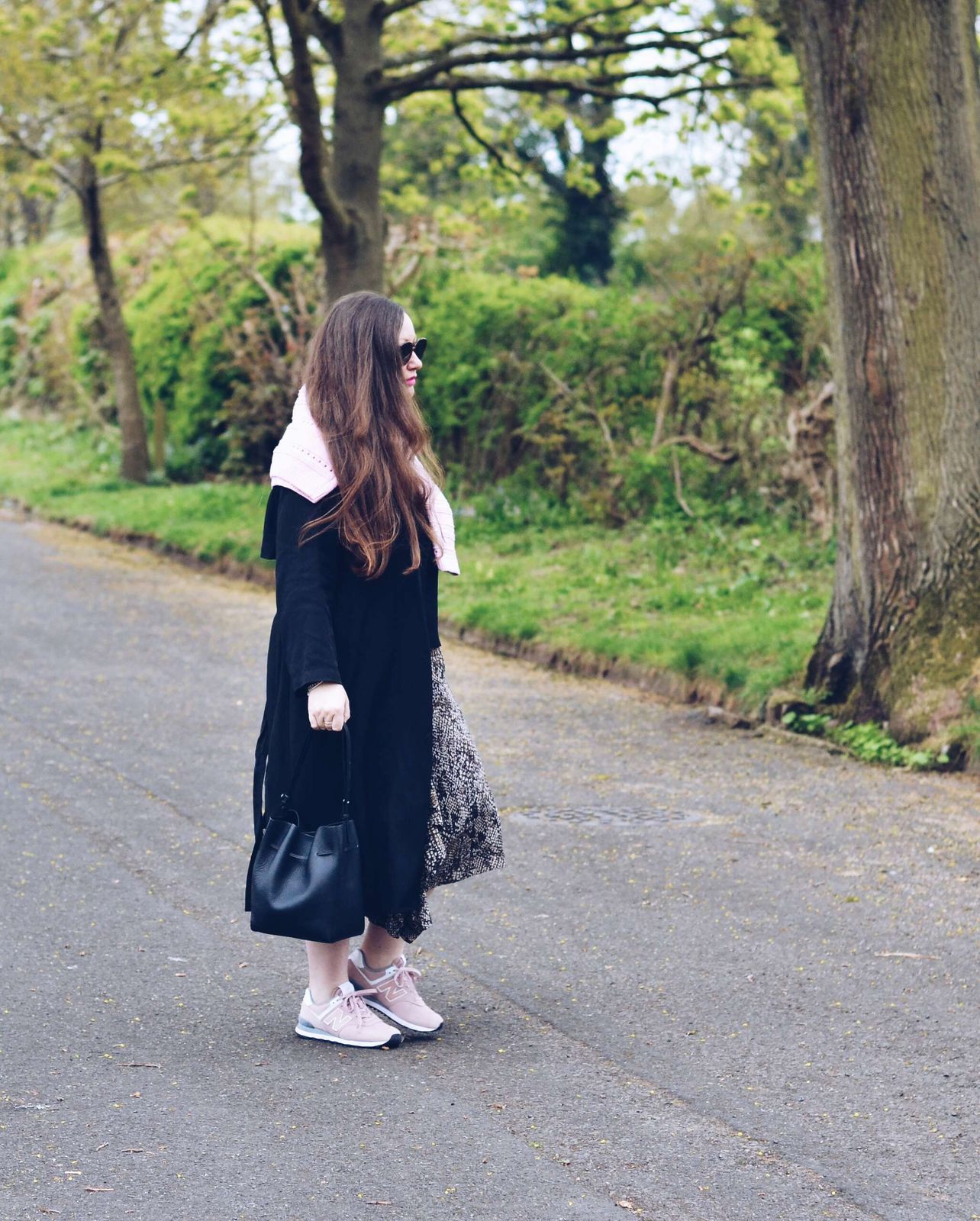Pink Sneakers and Patterned Skirt Pink Sneakers and Patterned Skirt — New Balance Outfits 2027