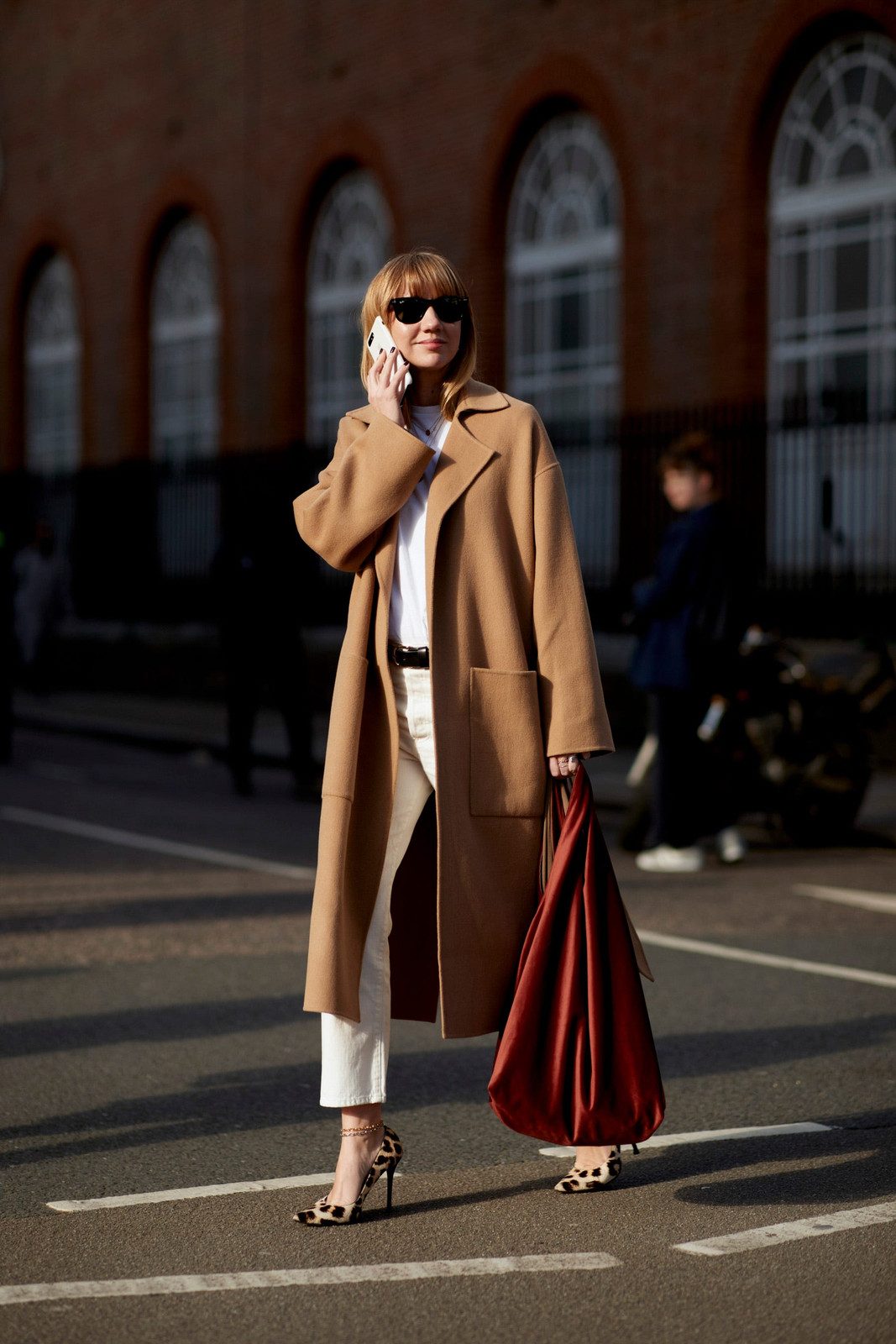 Long Camel Coat with Leopard Print Heels Long Camel Coat with Leopard Print Heels — London Outfits 2027