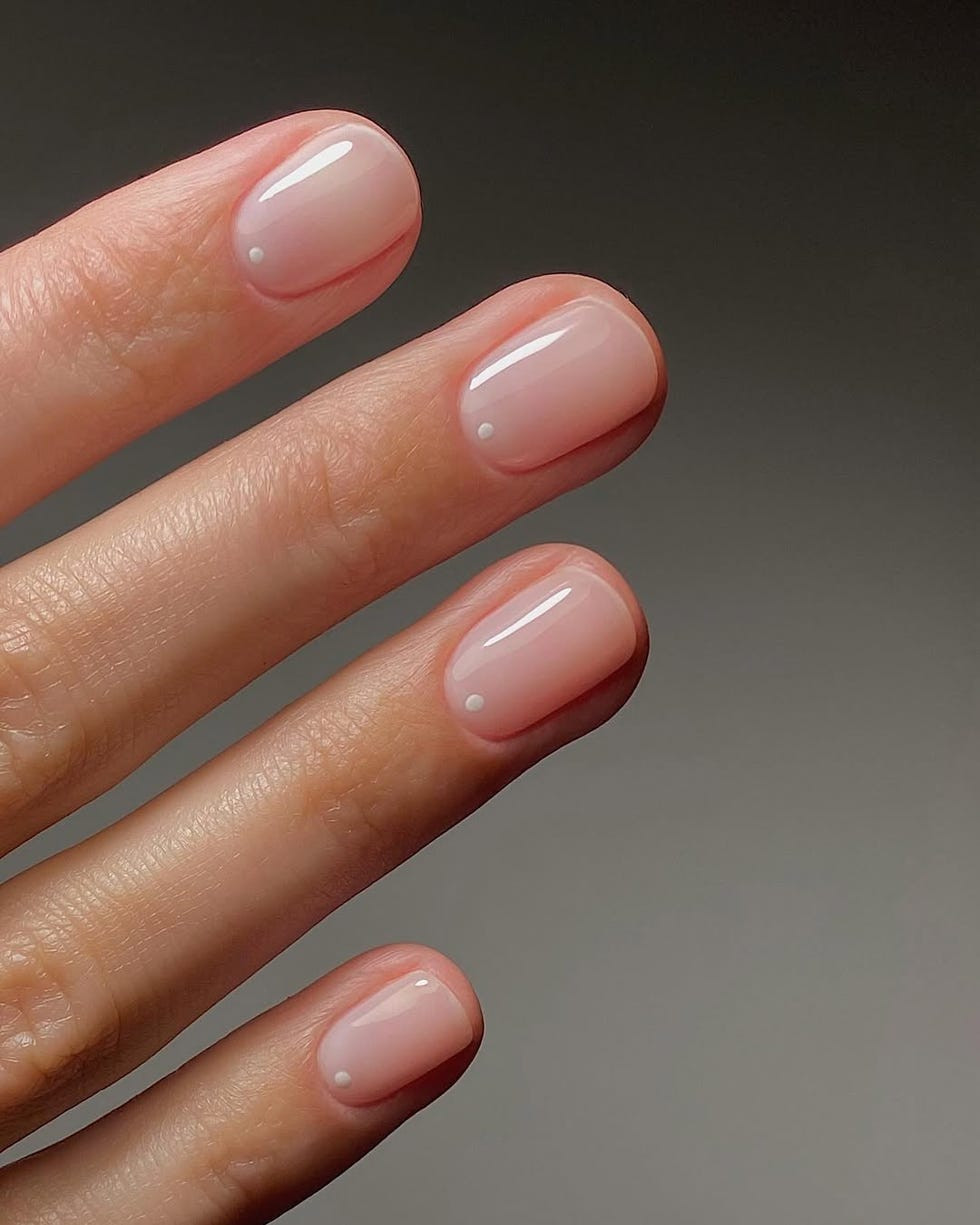 Sheer Nude Dot Short Square Nails Sheer Nude Dot Short Square Nails — Nails 2027 for Blondes