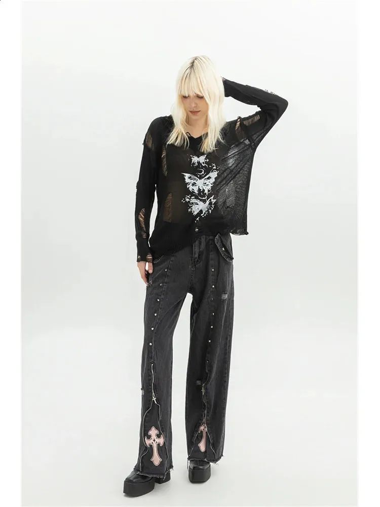 Distressed Knit Top and Embellished Jeans: Edgy Baddie Streetwear Distressed Knit Top and Embellished Jeans: Edgy Baddie Streetwear — Baddie Outfits 2027