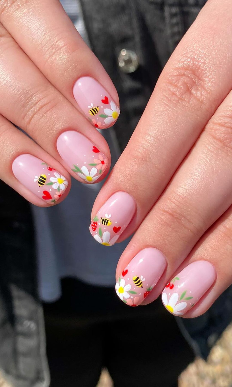 Short Oval Spring Motif Nails Short Oval Spring Motif Nails — Dusty Rose Nails 2027